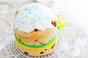 Festive traditional pastries - Easter cake, selective focus, copy space