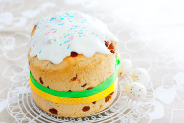 Festive traditional pastries - Easter cake, selective focus, copy space