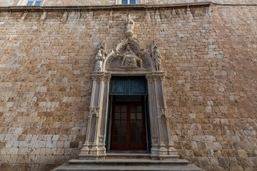 City street and ancient building in Dubrovnik, Croatia