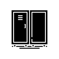 Gym locker black icon, concept illustration, vector flat symbol, glyph sign.