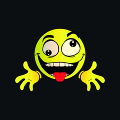 Emoji crazy funny naughty face logo design