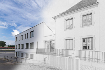 Neubau Skizze Gebäude