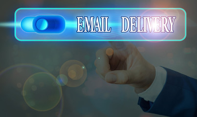 Writing note showing Email Delivery. Business concept for a type delivery in which tickets are delivered electronically