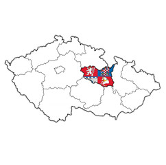 pardubice region on administration map of Czech Republic