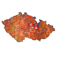 pardubice region on administration map of Czech Republic