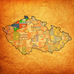Usti nad labem region on administration map of Czech Republic
