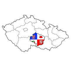 Vysocina region on administration map of Czech Republic
