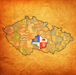 Vysocina region on administration map of Czech Republic