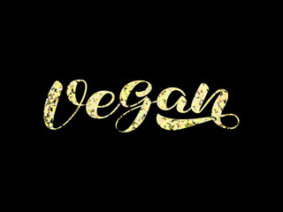 Vegan brush lettering. Vector stock illustration for card or poster