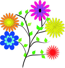 set of flowers, multi coloured illustration.