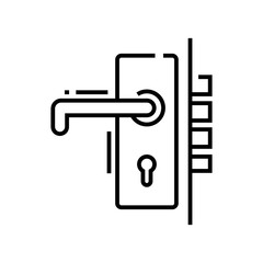 Room lock line icon, concept sign, outline vector illustration, linear symbol.