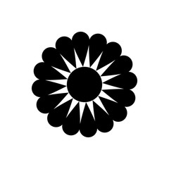 Chamomile black icon. Isolated daisy on white background, abstract simple flower design. Modern minimal design. Vector illustration perfect for creating collages, design of banners, logo, cards etc.