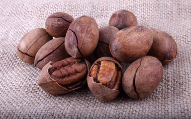 Pecan nuts on bagging