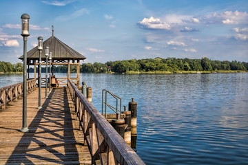 neuruppin, deutschland - holzsteg am ruppiner see