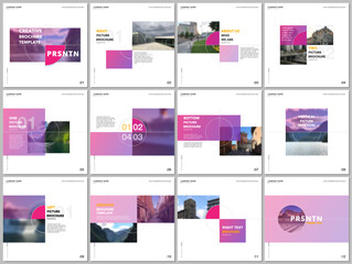 Minimal brochure template with trendy fresh colorful geometric design. Covers design templates for square flyer, leaflet, brochure, presentation, magazine, blog, social media advertising, online promo