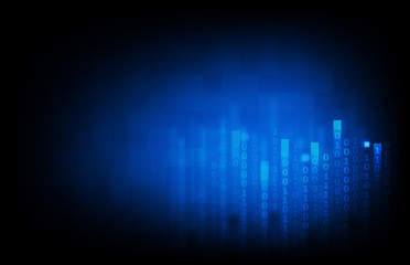 abstract background of blue binary number data internet flow