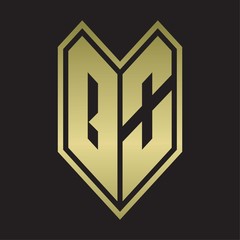 QO Logo monogram with emblem line style isolated on gold colors