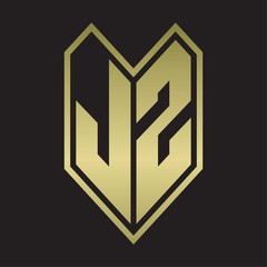 JZ Logo monogram with emblem line style isolated on gold colors