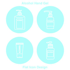 Hand Sanitizer Dispenser, infection control concept. Sanitizer to prevent colds, virus, Coronavirus, flu. Clean Blue background. Antimicrobial germ kill spray bottle Flat Icon Design  badge