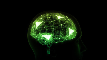 AI artificial intelligence digital network computer technology 3D illustration.