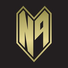 NP Logo monogram with emblem line style isolated on gold colors