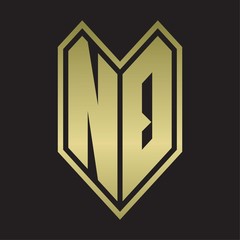 NQ Logo monogram with emblem line style isolated on gold colors