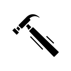 Hammer black icon, concept illustration, vector flat symbol, glyph sign.