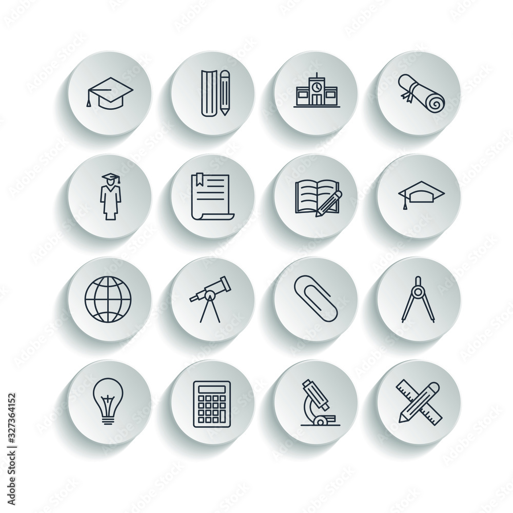 Poster education set icon template color editable. academic school pack symbol vector sign isolated on whit