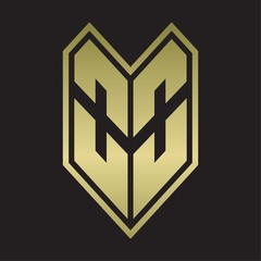 OO Logo monogram with emblem line style isolated on gold colors