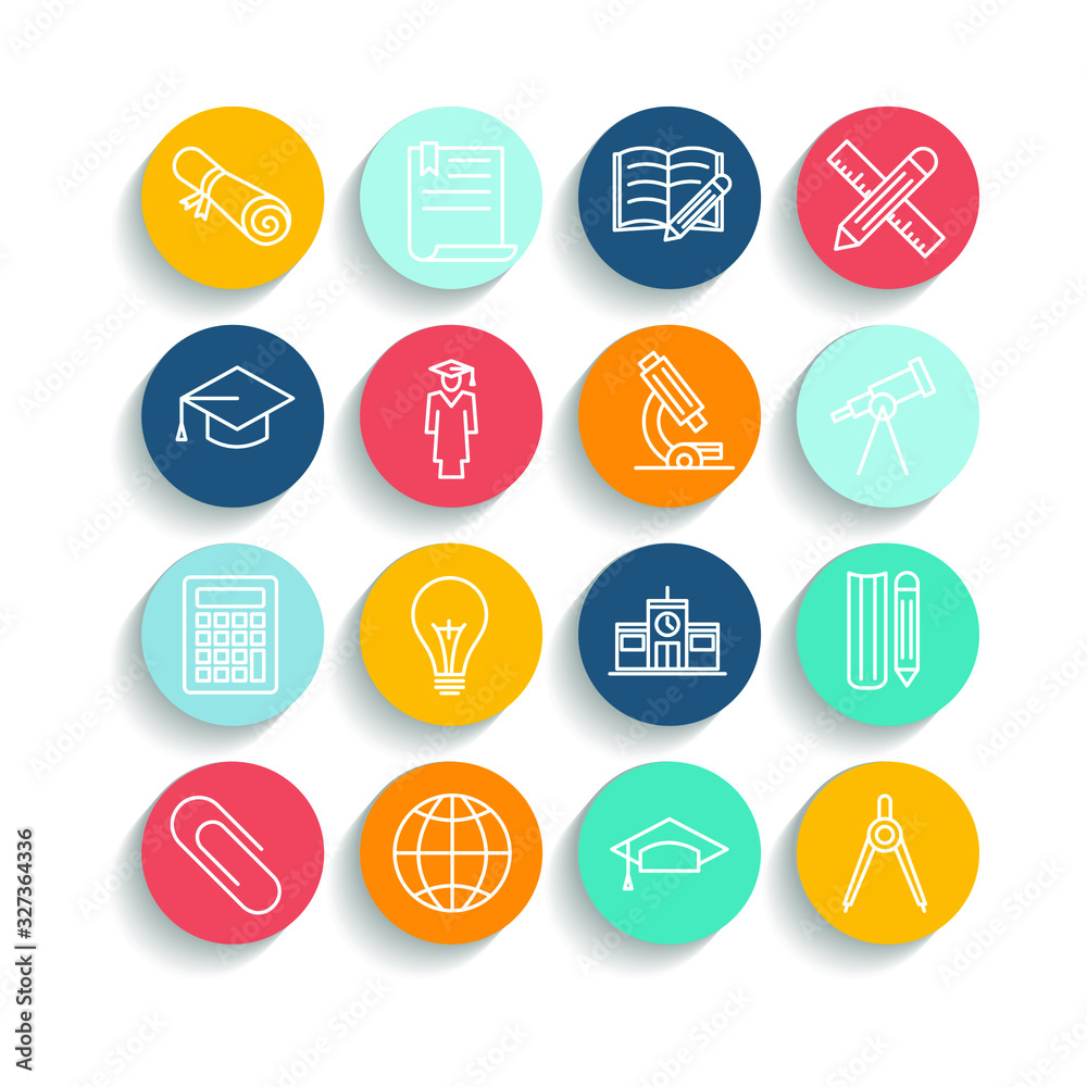 Poster education set icon template color editable. academic school pack symbol vector sign isolated on whit