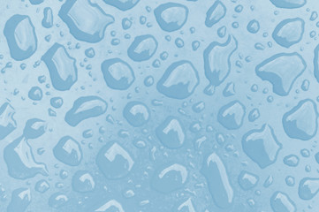 drops of water on a blue surface
