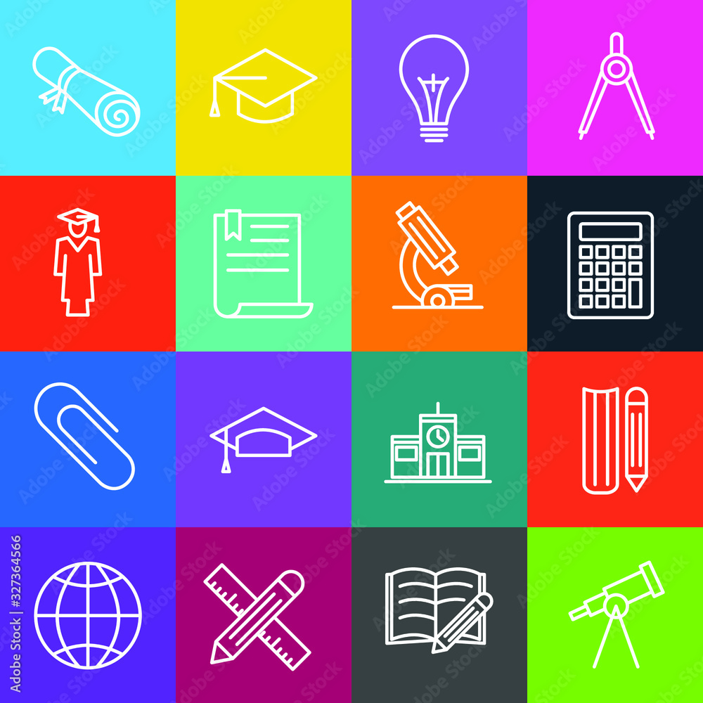 Poster education set icon template color editable. academic school pack symbol vector sign isolated on whit