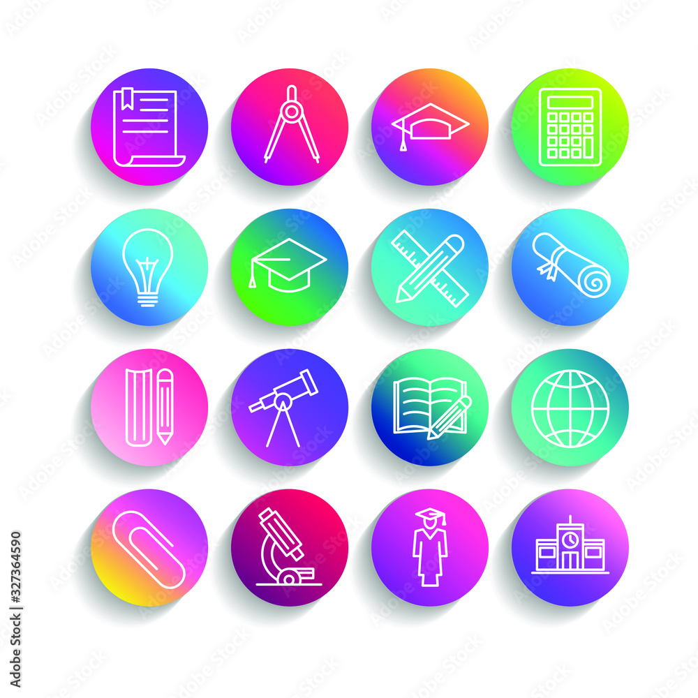 Poster education set icon template color editable. academic school pack symbol vector sign isolated on whit