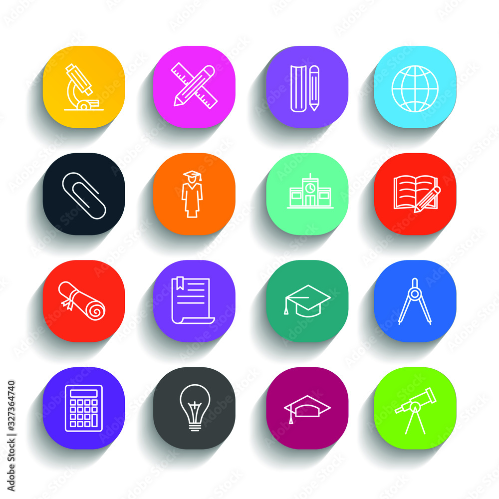 Poster education set icon template color editable. academic school pack symbol vector sign isolated on whit