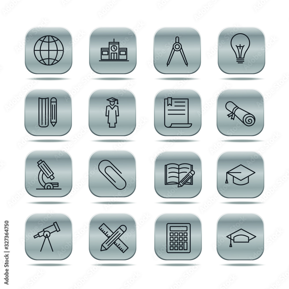 Poster education set icon template color editable. academic school pack symbol vector sign isolated on whit
