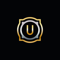 Obraz premium U Luxury round shape gold and silver logo