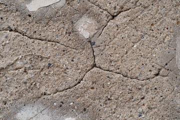 Background with dry, clay soil with small stones and cracks.