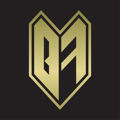 QF Logo monogram with emblem line style isolated on gold colors