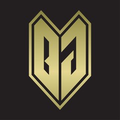 QG Logo monogram with emblem line style isolated on gold colors