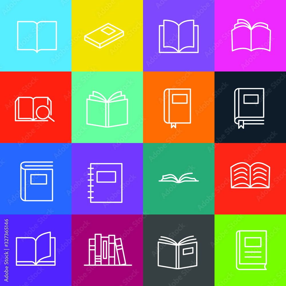 Poster book set icon template color editable. book pack symbol vector sign isolated on white background. si