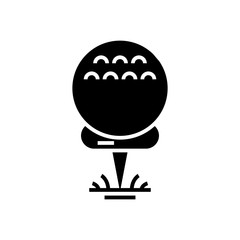 Golf ball black icon, concept illustration, vector flat symbol, glyph sign.