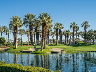 Water feature on a golf course in Palm Desert.	