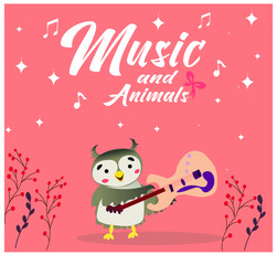 music and animals  сова с гитарой