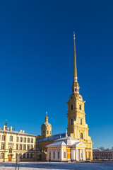 Fototapeta na wymiar View of the Cathedral in the Peter and Paul Fortress