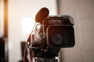 Television camera lens, Film of Video movie recording films shooting of grand opening in conference...