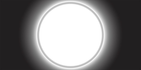 Black and white spot light banner illustration background with bright white light and dark black circle background.