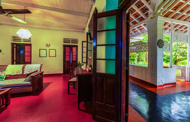 historic Dutch-style Villa with terrace and tropical garden, Asia, Sri Lanka.