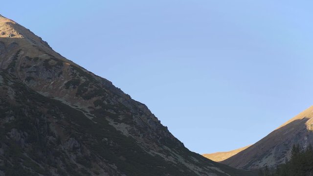View to peaks "Koncista" and "Klin" on Slovak and Polish border, as seen from "Rackova" valley on autumn evening