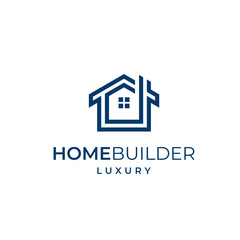 Home line art vector logo template for real estate company. 