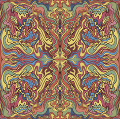 Psychedelic colorful abstract ornament. Vector illustration. Surreal mandala